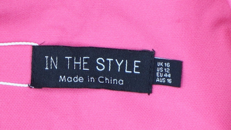 In The Style Women Pink One-Button Blazer UK 16 Polyester