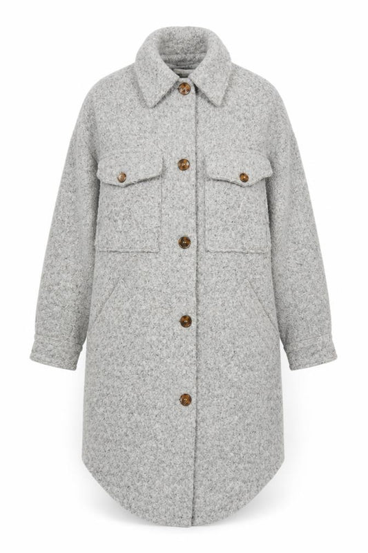 Topshop Women’s Grey Wool Blend Long Shacket Coat UK 8