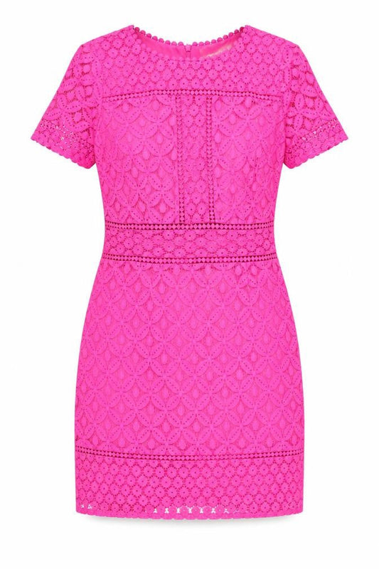 Oasis Women’s Pink Lace Short Sleeve Sheath Dress Size M