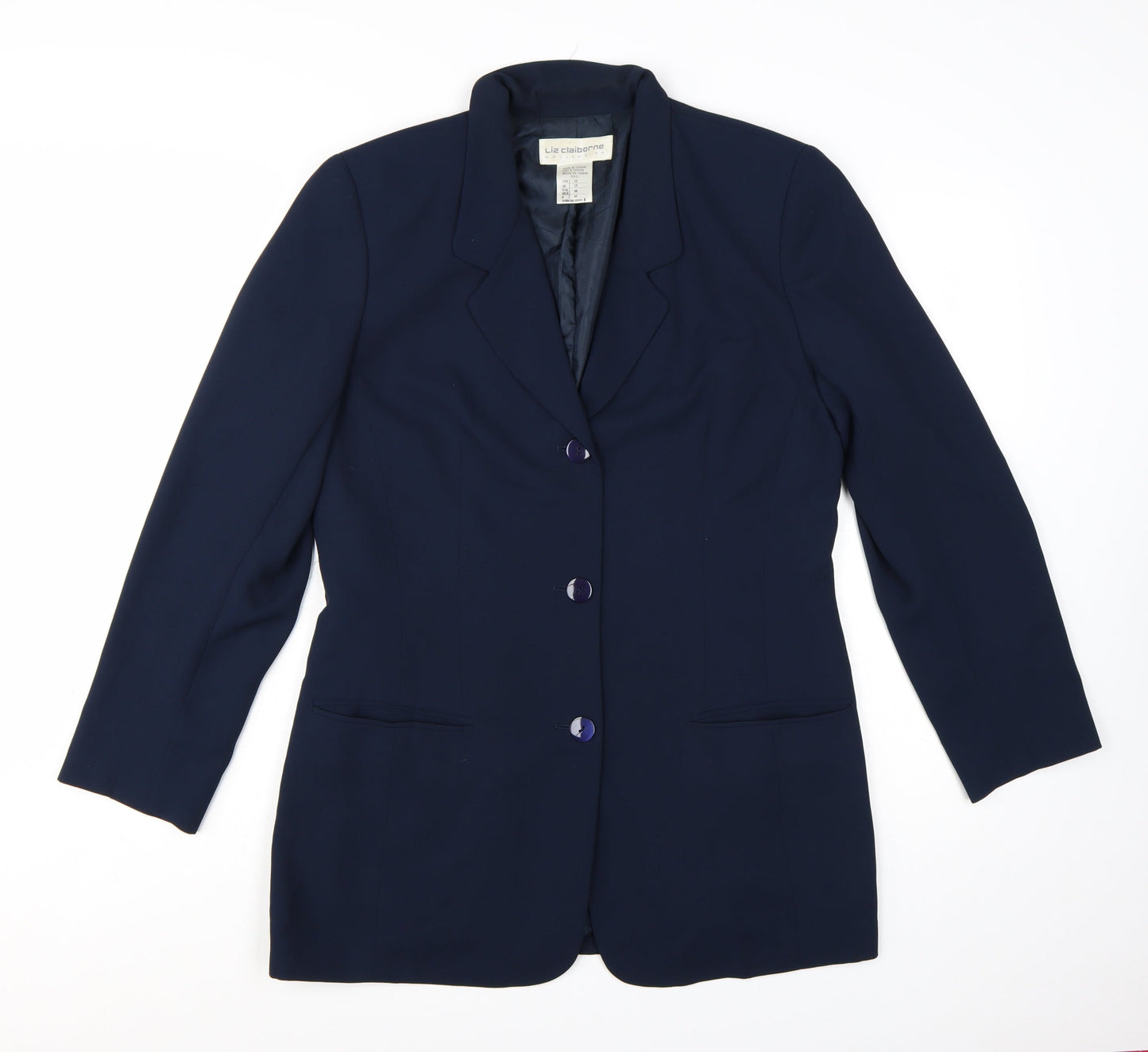 Liz Claiborne Women Blue Size 12 Classic Long Sleeve Blazer