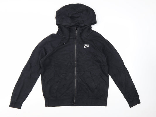 Nike Women's Black Full Zip Hoodie M Cotton Blend Casual
