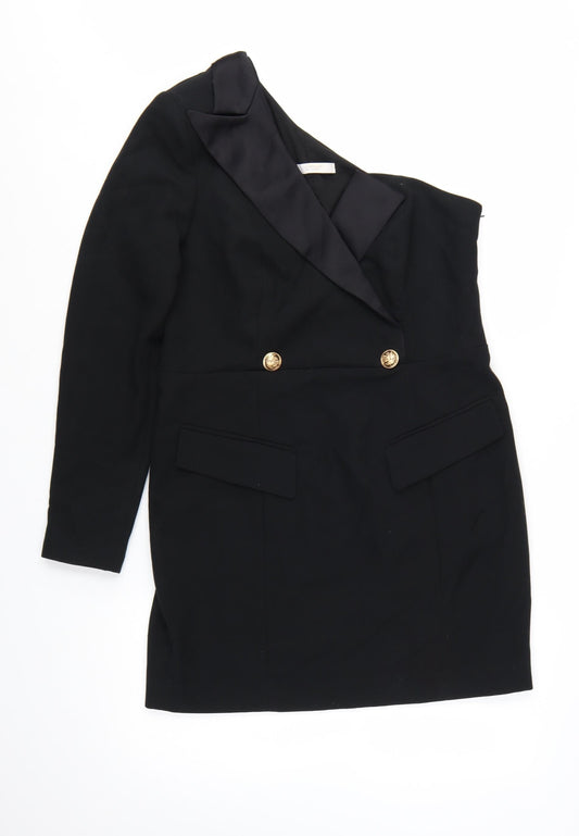 Michelle Keegan Women’s Black One Shoulder Sheath Dress Size 16