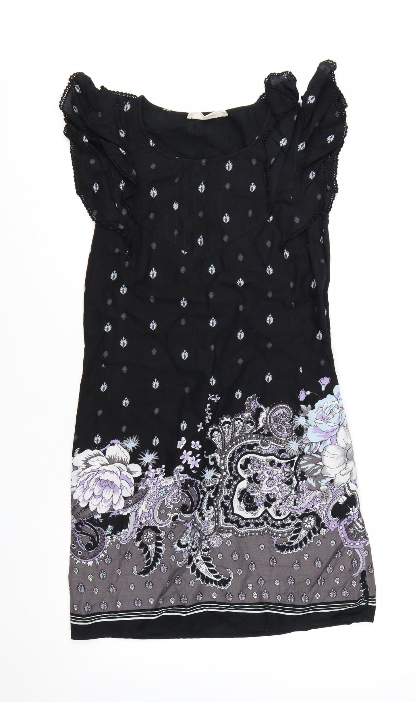 Oasis Women Black Floral Paisley Shift Dress Size 10
