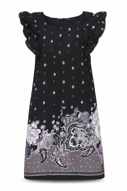 Oasis Women Black Floral Paisley Shift Dress Size 10