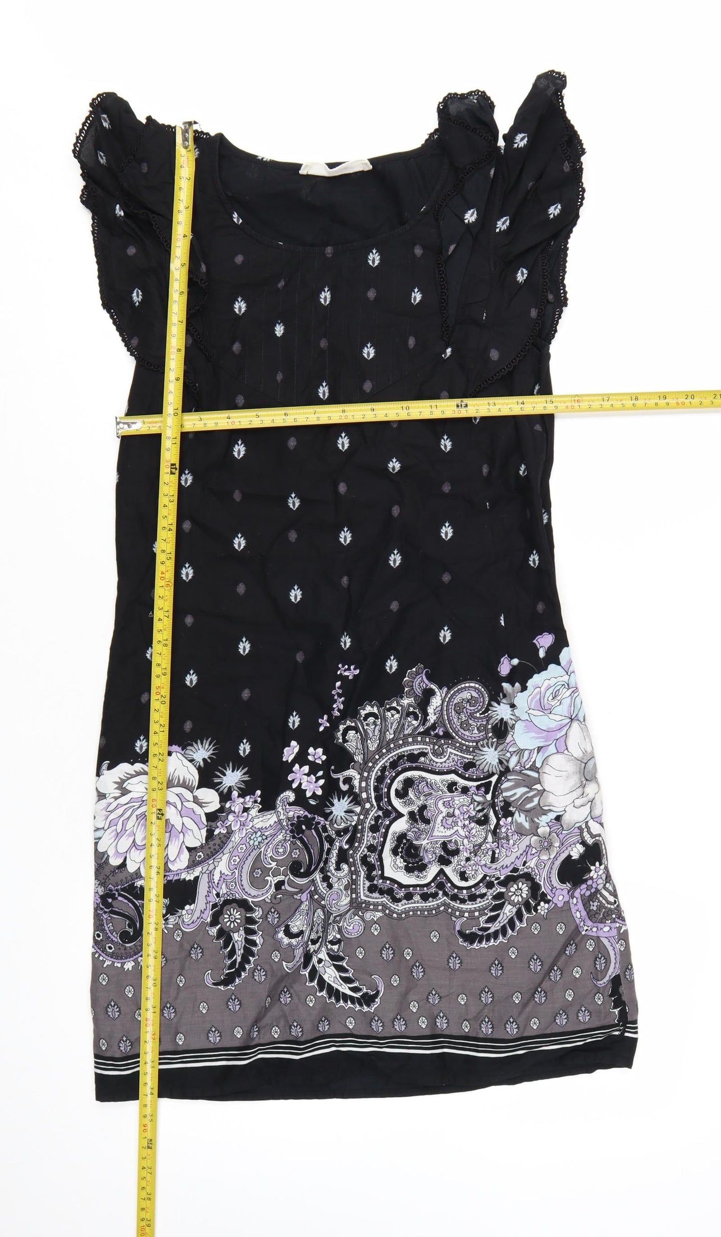 Oasis Women Black Floral Paisley Shift Dress Size 10