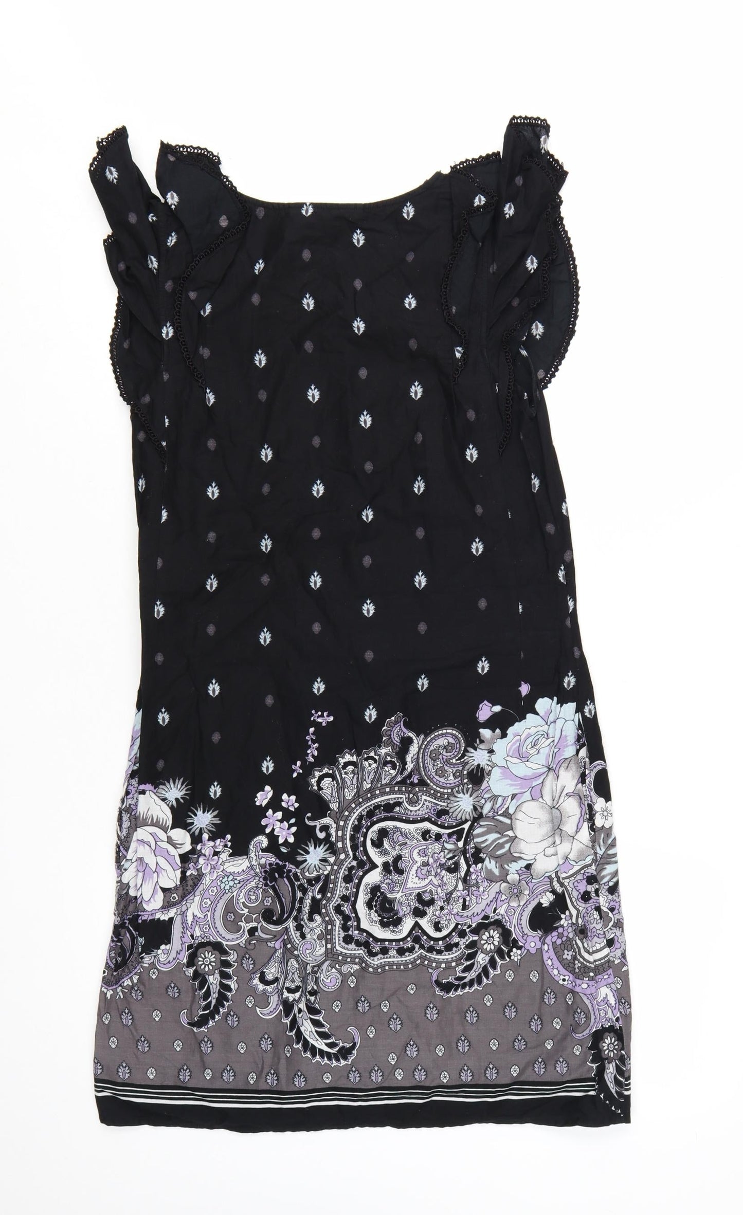 Oasis Women Black Floral Paisley Shift Dress Size 10