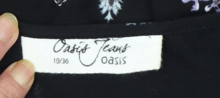 Oasis Women Black Floral Paisley Shift Dress Size 10