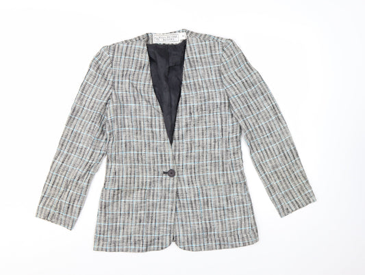 Evan-Picone Petites Women's Beige Checked Blazer Jacket Size 2