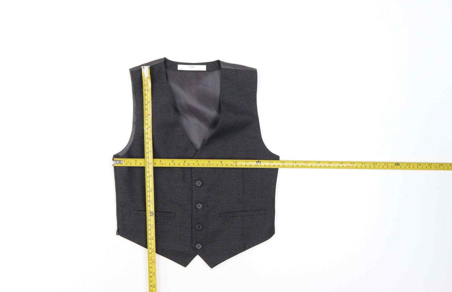 Marks and Spencer Boys Black Waistcoat 7-8 Years Classic Formal Suit Vest