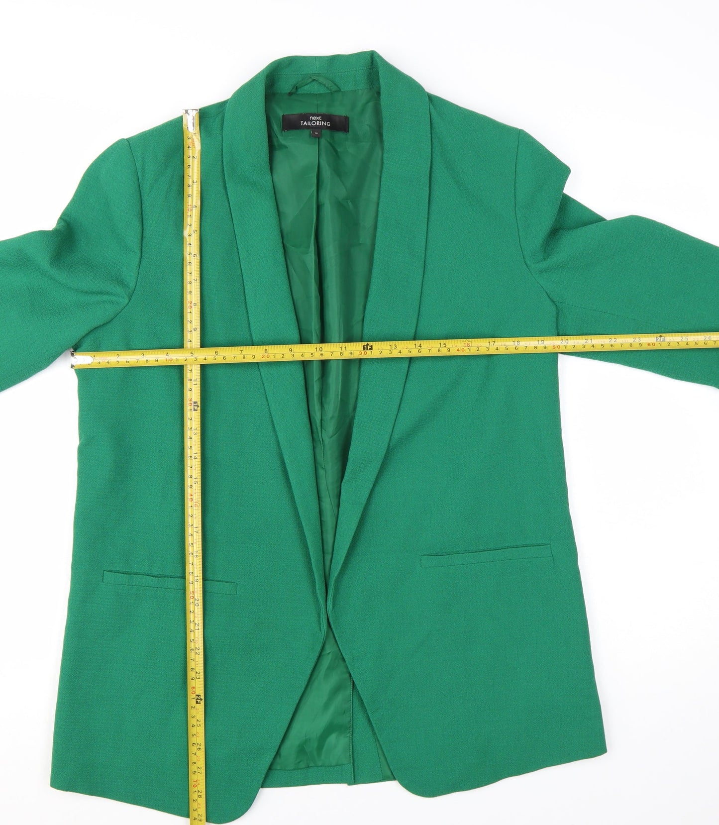 Next Tailoring Green Women's UK 14 Shawl Lapel Longline Blazer