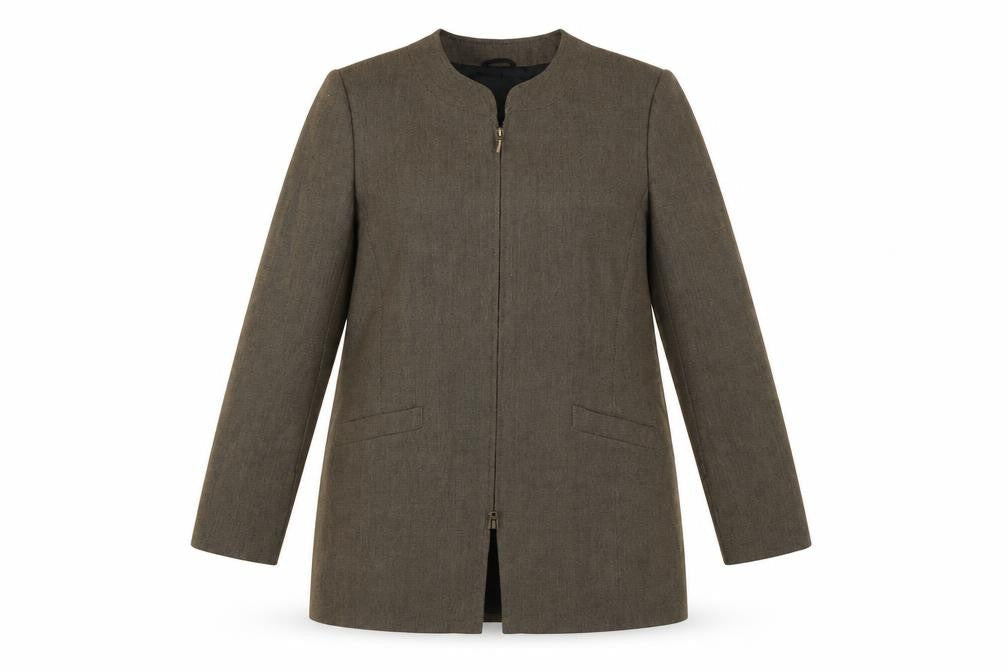 Front view of Viyella Petite Brown Wool Blend Mid-Length Lined Blazer UK 12
