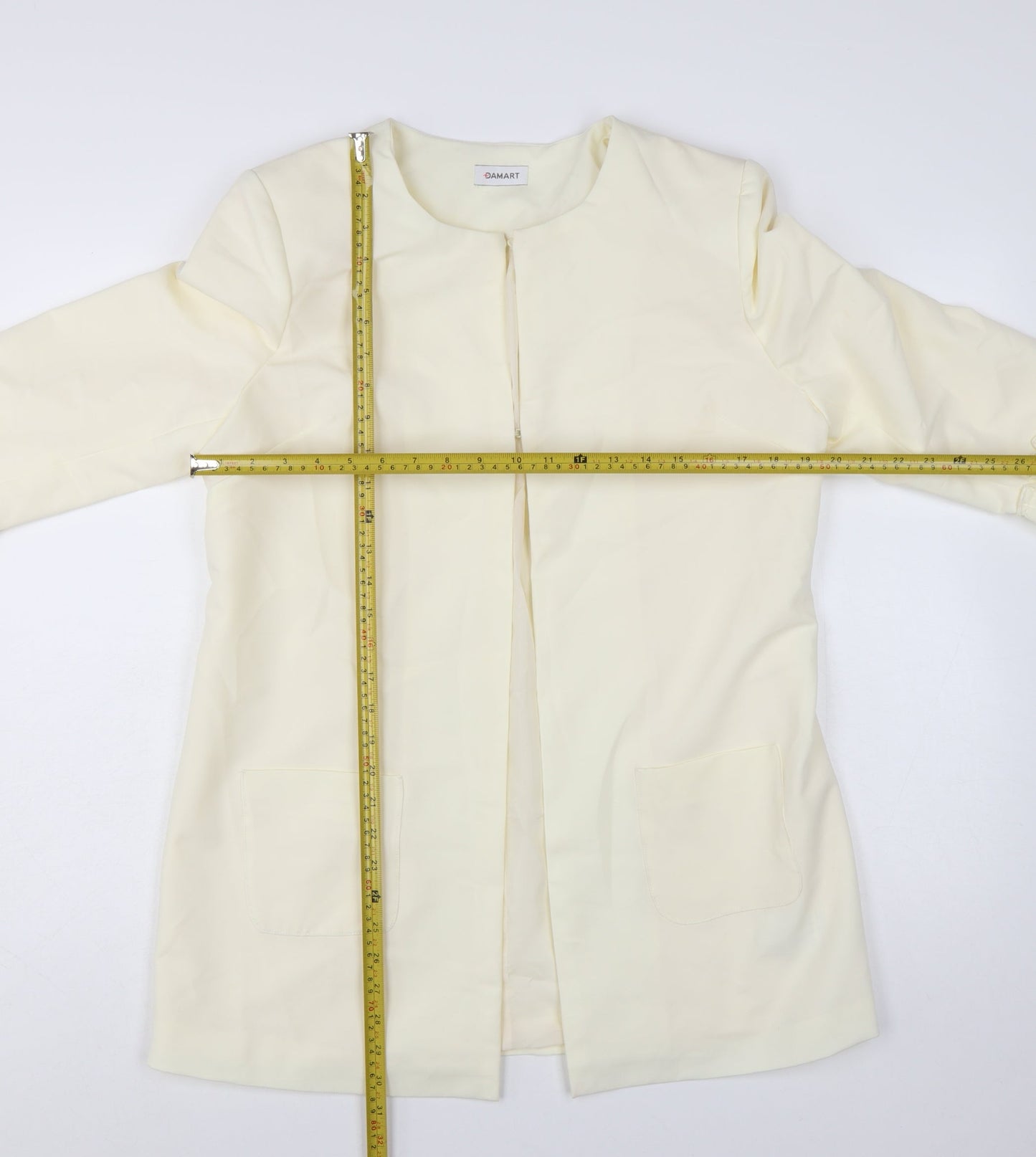Damart Women Ivory Mid-Length 3/4 Sleeve Blazer Jacket UK 14