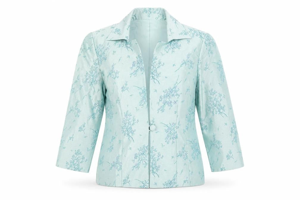 Jessica Howard Women’s Petite Green Floral Brocade Suit Jacket Size 10P