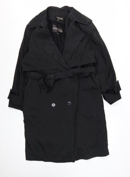 Forecaster of Boston Women's Black Trench Coat Size 12 Classic Long Belted