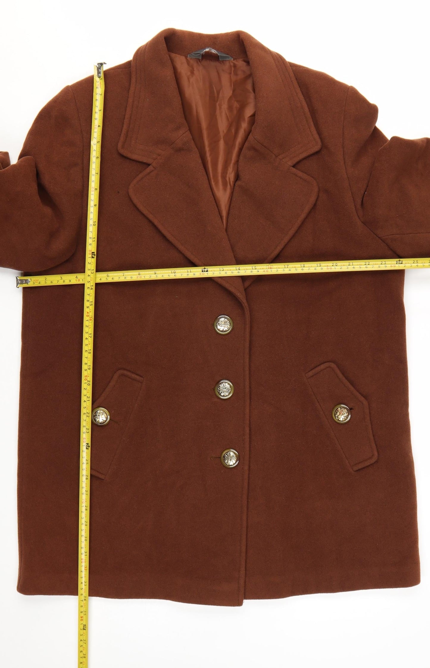DUCAL Women Brown Wool Overcoat Size 24 Classic Lined Vintage