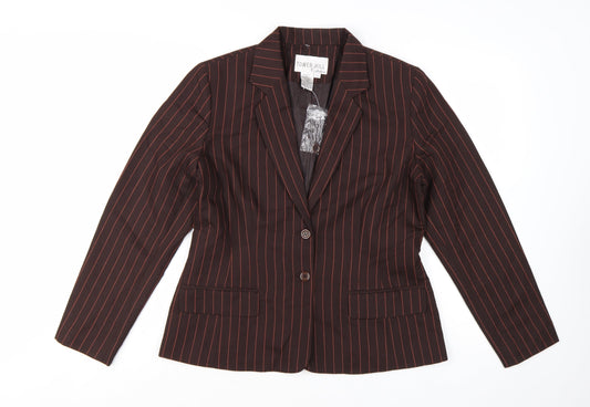 Tower Hill Collection Women Brown Pinstripe Blazer Size 6 Classic Fit
