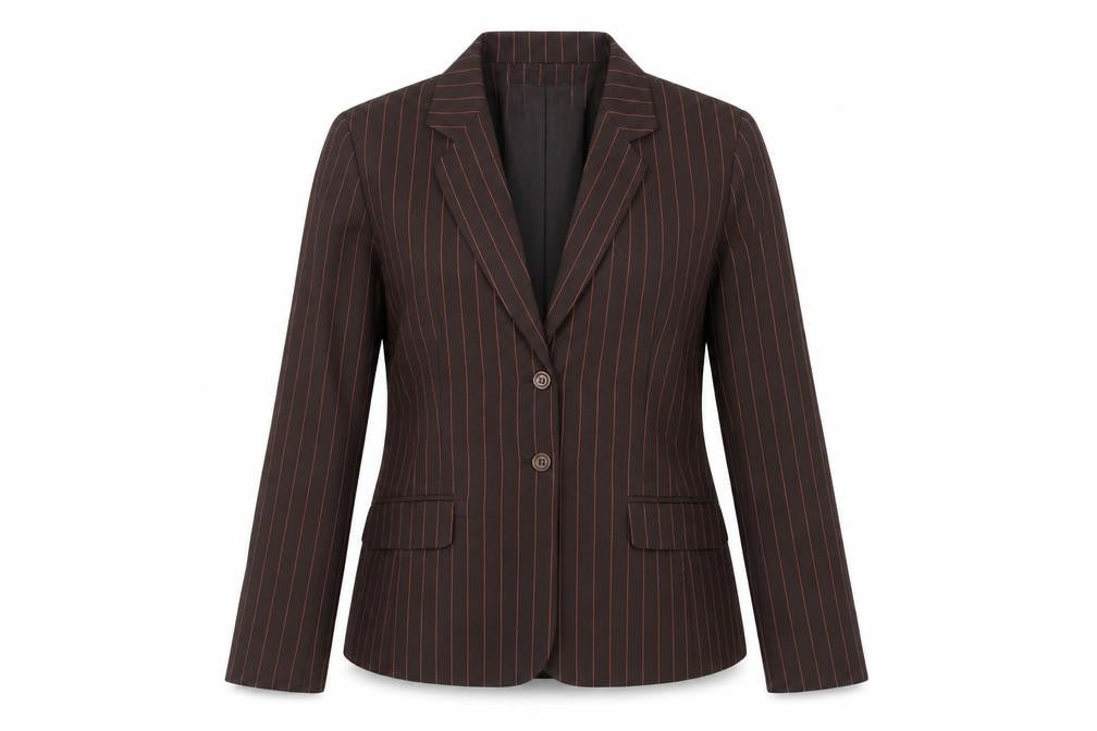 Tower Hill Collection Women Brown Pinstripe Blazer Size 6 Classic Fit