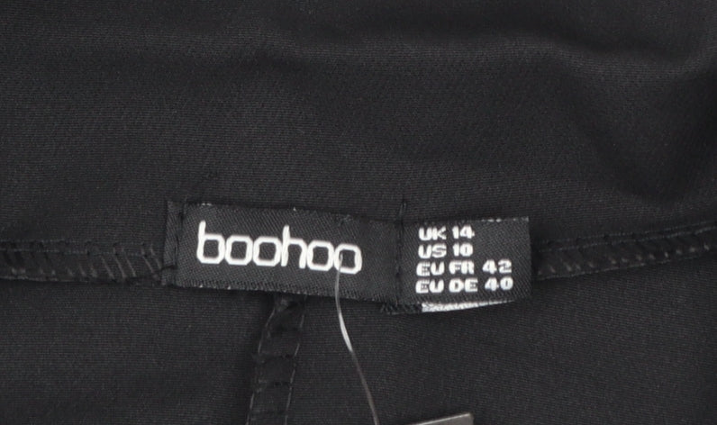 Boohoo Women Black Tailored Two-Button Blazer UK 14
