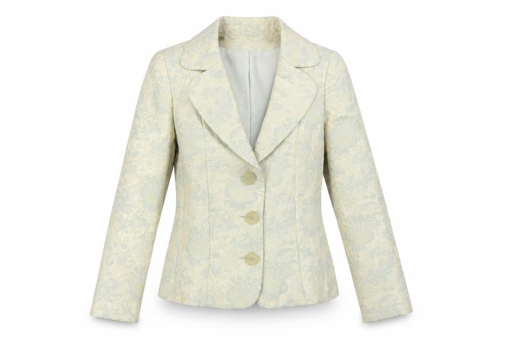 Marks & Spencer Women’s Green Jacquard Blazer UK 10 Single Breasted