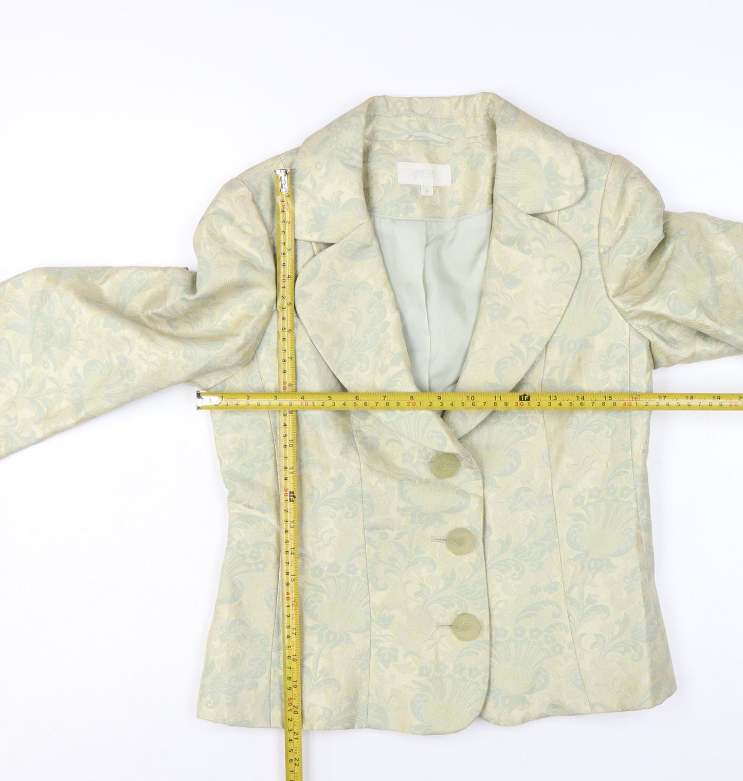 Marks and Spencer Women’s Green Jacquard Blazer UK 10 Single Breasted