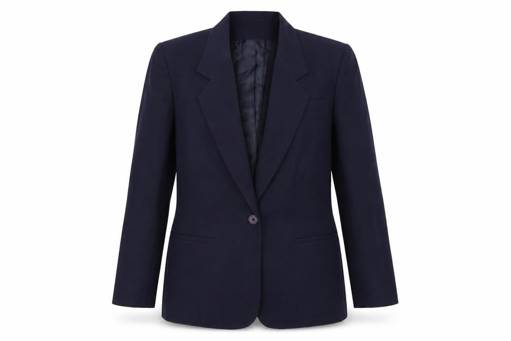 Talbots Women Navy Wool Single-Breasted Blazer Jacket Size 10