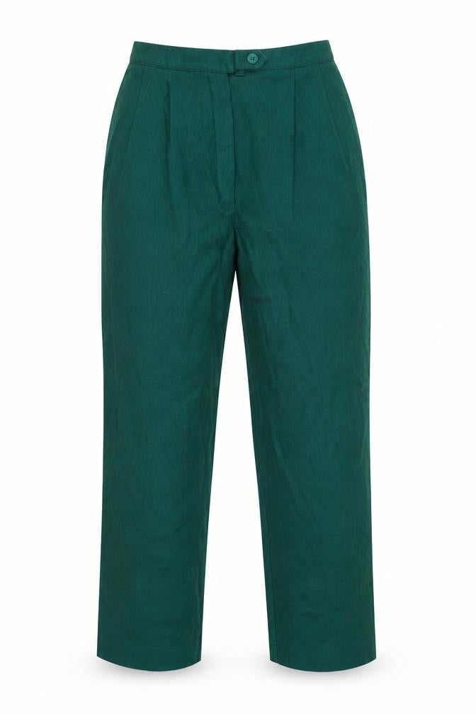 RUSS Womens Green High Waist Pleated Trousers Size 10