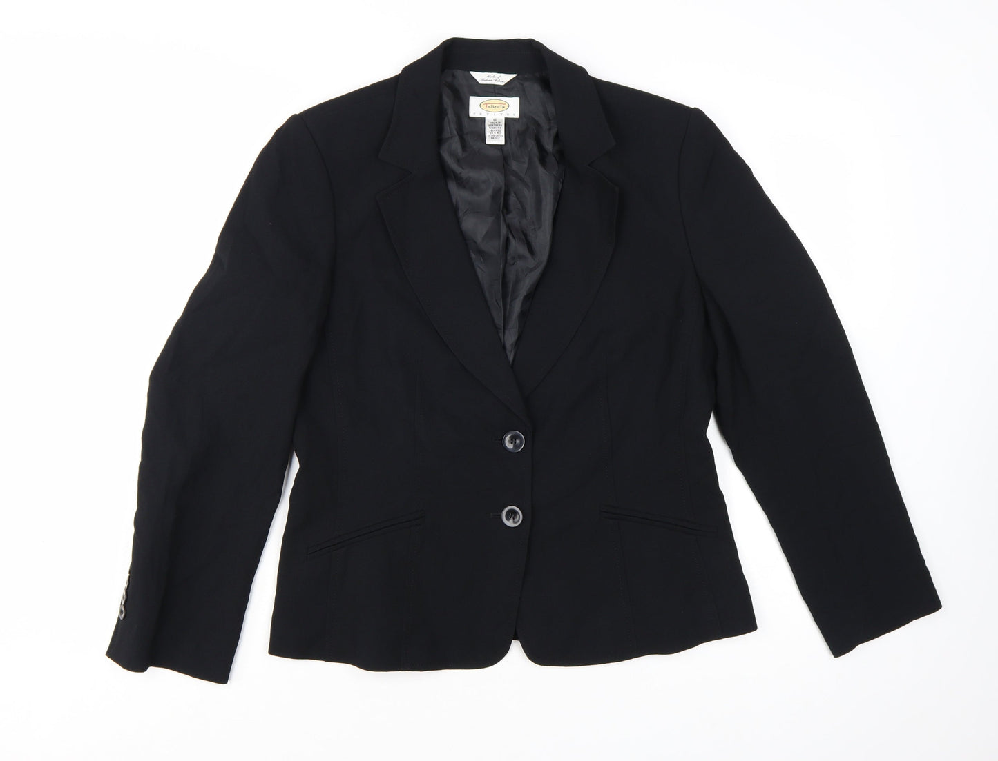 Talbots Petites Black Single-Breasted Blazer Women's Size 12 Petite Acetate Blend