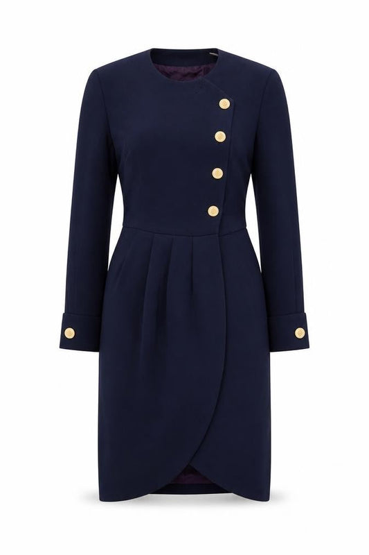 Nipon Boutique Women Blue Sheath Dress Size 8 Long Sleeve Vintage Style