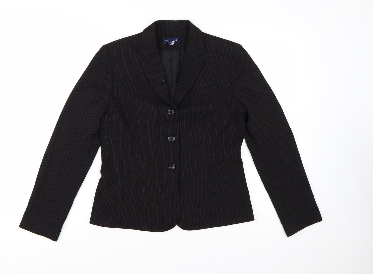 Ann Taylor Women Black Wool Single-Breasted Blazer Size 8 Regular