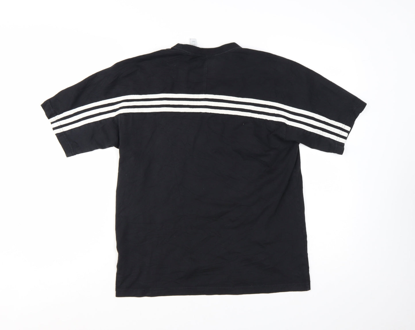 Adidas Mens Black Striped Short Sleeve Crew Neck T-Shirt Size S