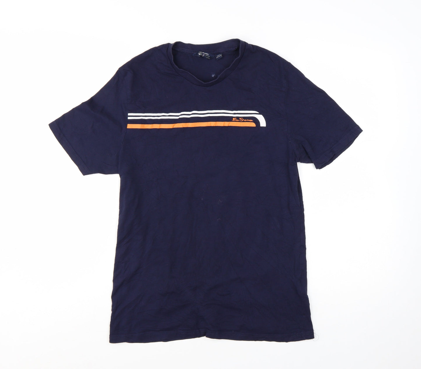 Ben Sherman Men's Blue Small Retro Colourblock Cotton T-Shirt