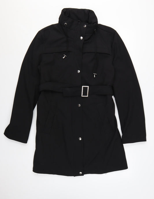 Michael Kors Women's Black Belted Long Trench Coat Size L