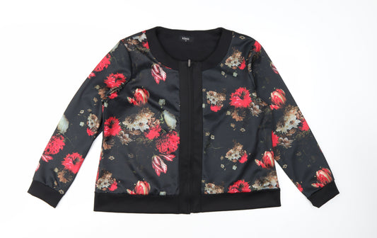 Klass Women's Black Red Floral Bomber Jacket Size 20