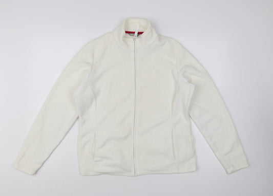 Marks and Spencer Women White Fleece Full Zip Jacket Size 16