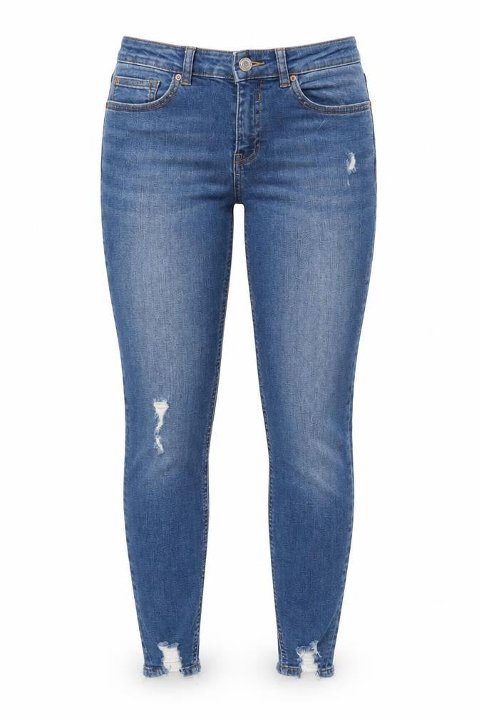 Front view of Denim Co. Women's Blue, size 10, Skinny Distressed Jeans