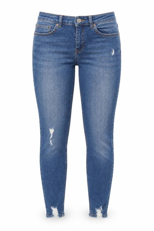 Denim Co. Women's Blue Size 10 Skinny Distressed Jeans
