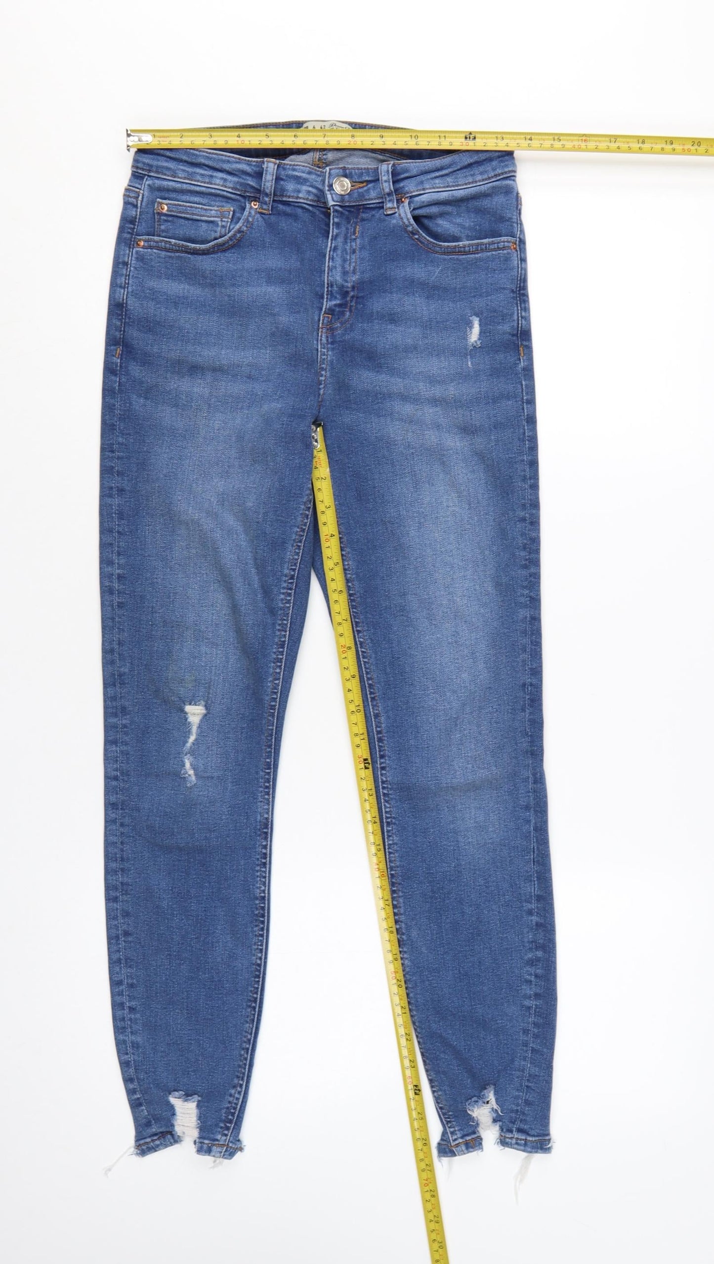 Denim Co. Women's Blue Size 10 Skinny Distressed Jeans