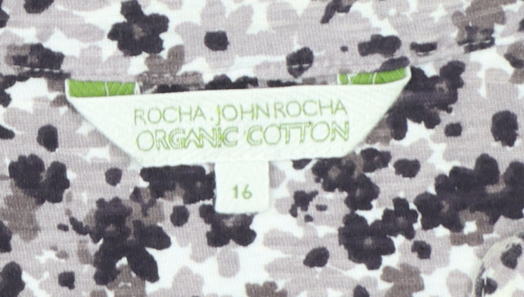 Rocha John Rocha Women's Beige Floral Crochet Tunic Blouse Size 16