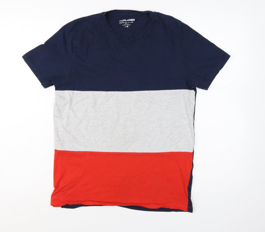Jack & Jones Men's Multicoloured Cotton Crew Neck T-Shirt Size S