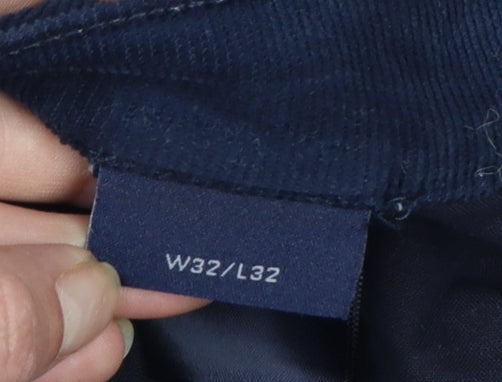GANT Men's Blue Corduroy Slim Fit Low Rise Trousers W32 L32