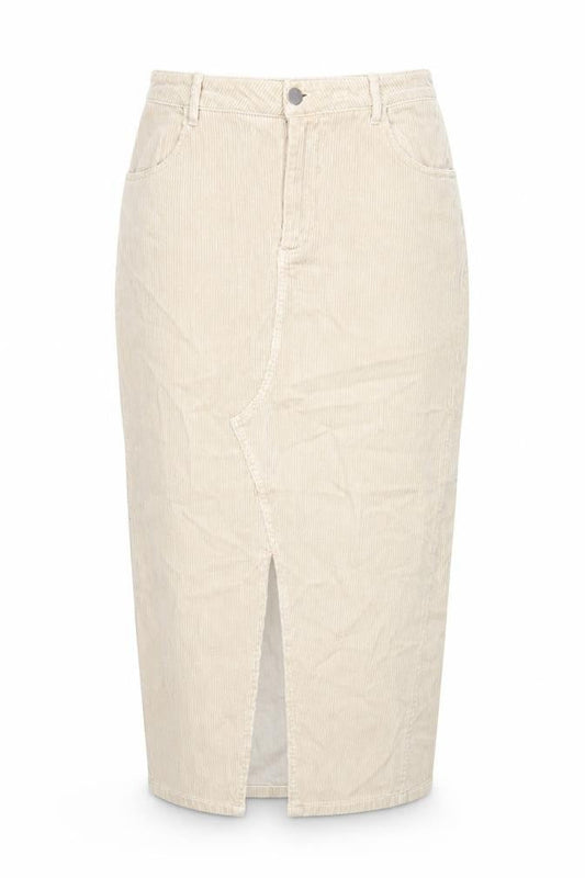 Zara Women Beige Corduroy Midi Pencil Skirt Size S High Rise