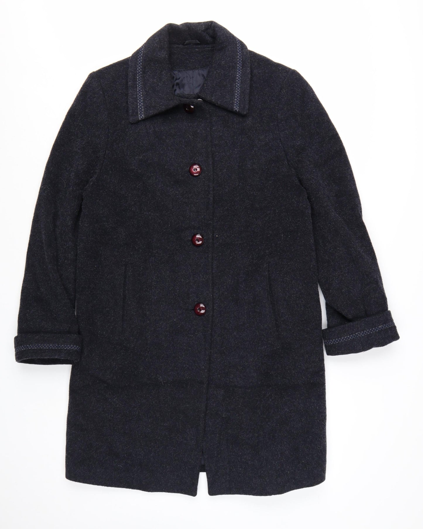 Baggi Women's Black Wool Cashmere Long Coat Size S