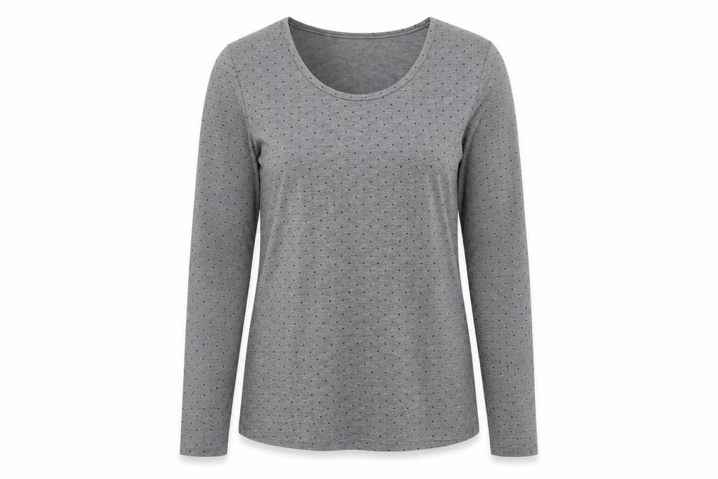 Marks & Spencer Women's Grey Polka Dot Long Sleeve Jersey T-Shirt UK 16