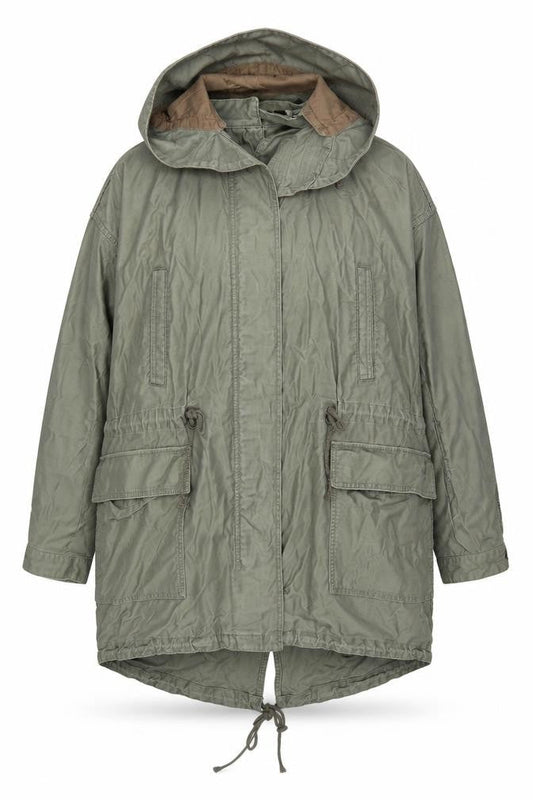 GAP Women’s Green Cotton Parka Jacket 2XL Hooded Drawstring Casual