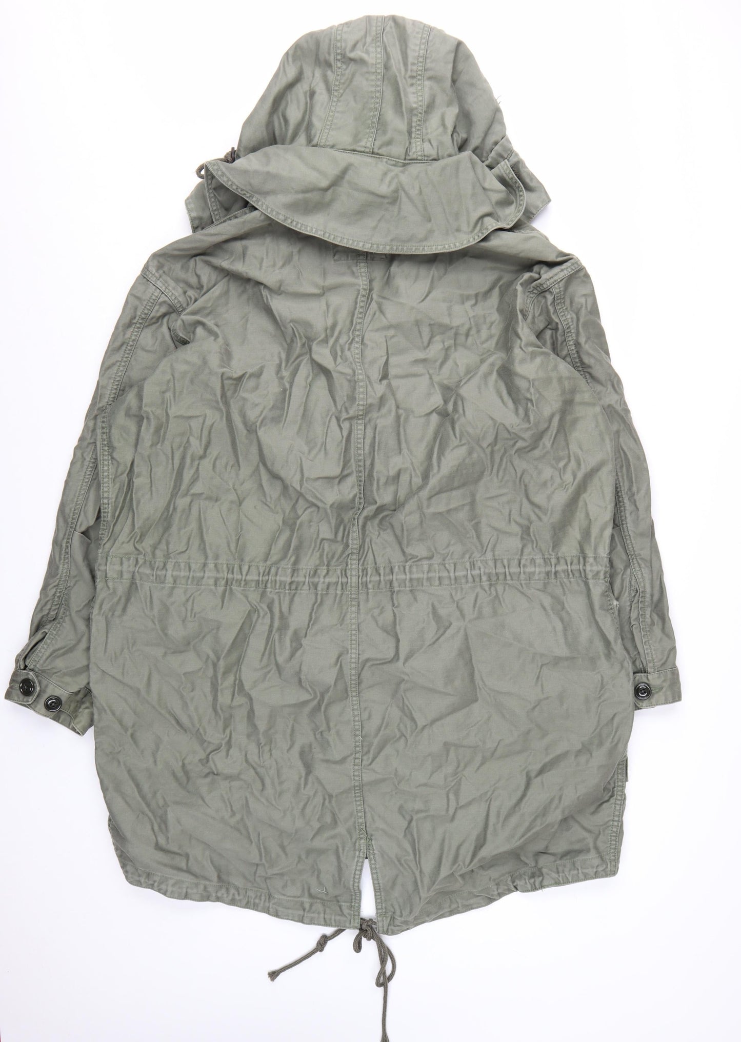 GAP Women’s Green Cotton Parka Jacket 2XL Hooded Drawstring Casual