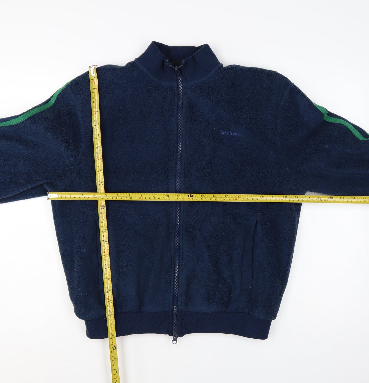 iets frans Women’s Blue Fleece Bomber Jacket Size S Full Zip Casual