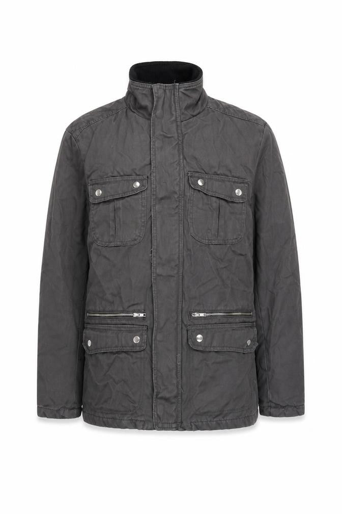 H&M Men's Black 38 Regular Cotton Military Jacket