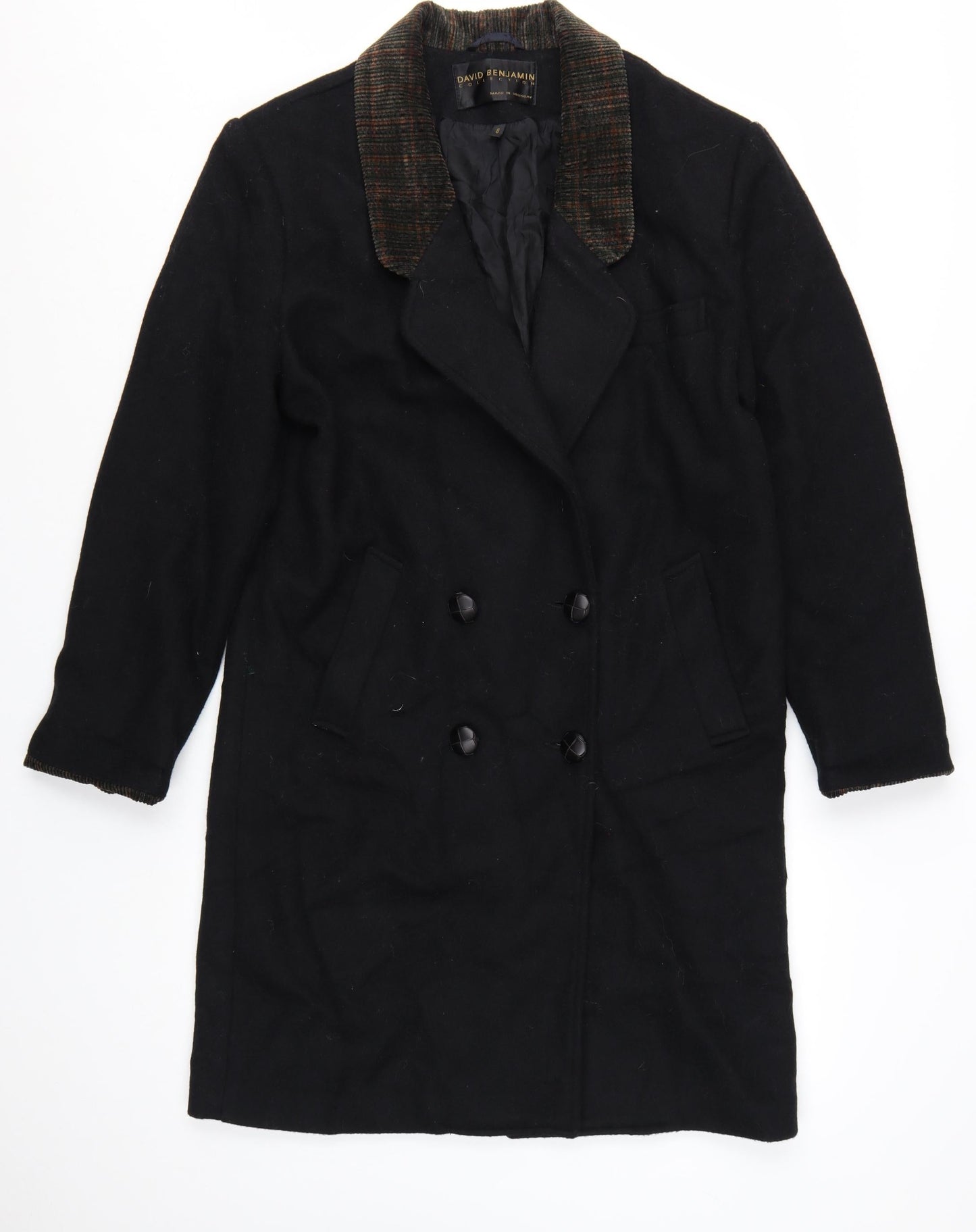 David Benjamin Collection Women's Black Wool Overcoat Size 8