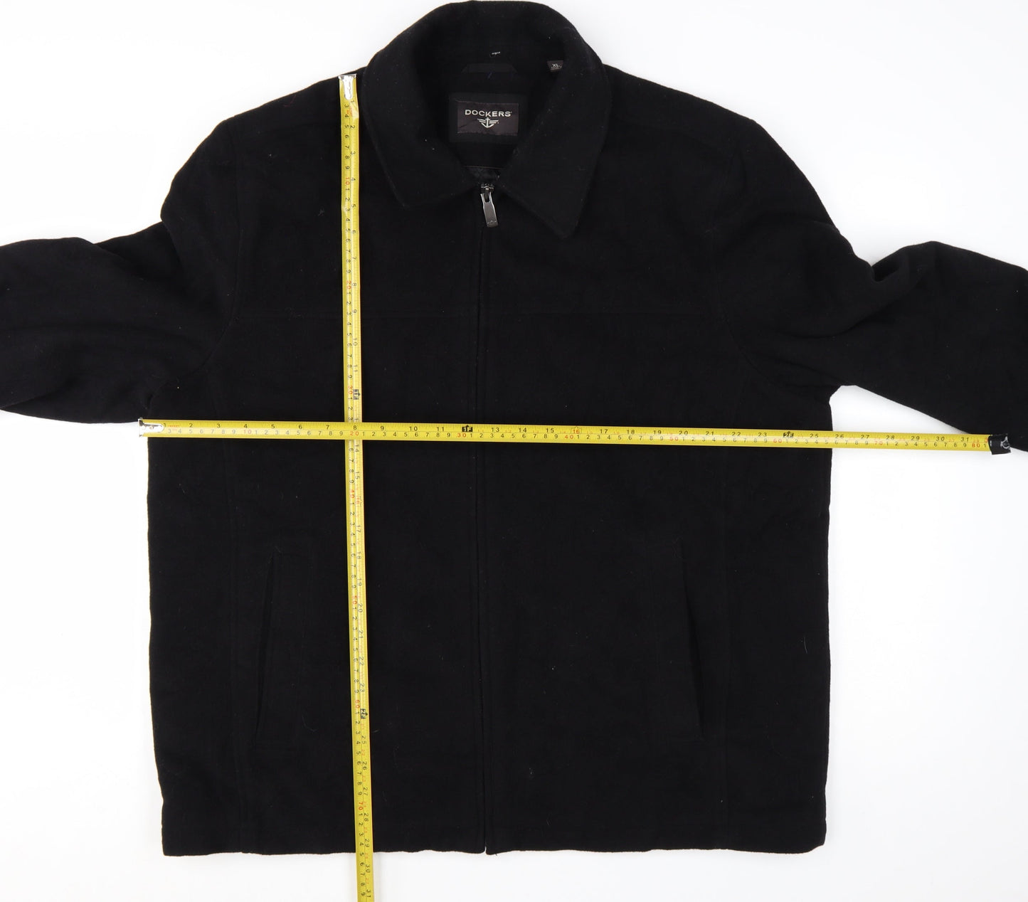 Dockers Men's Black Wool Blend Full Zip Jacket XL