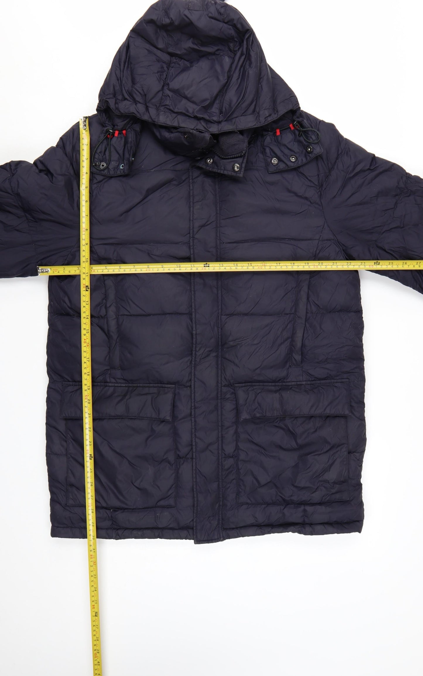 Lands' End Men's Blue Hooded Down Puffer Coat M 38in Winter Jacket